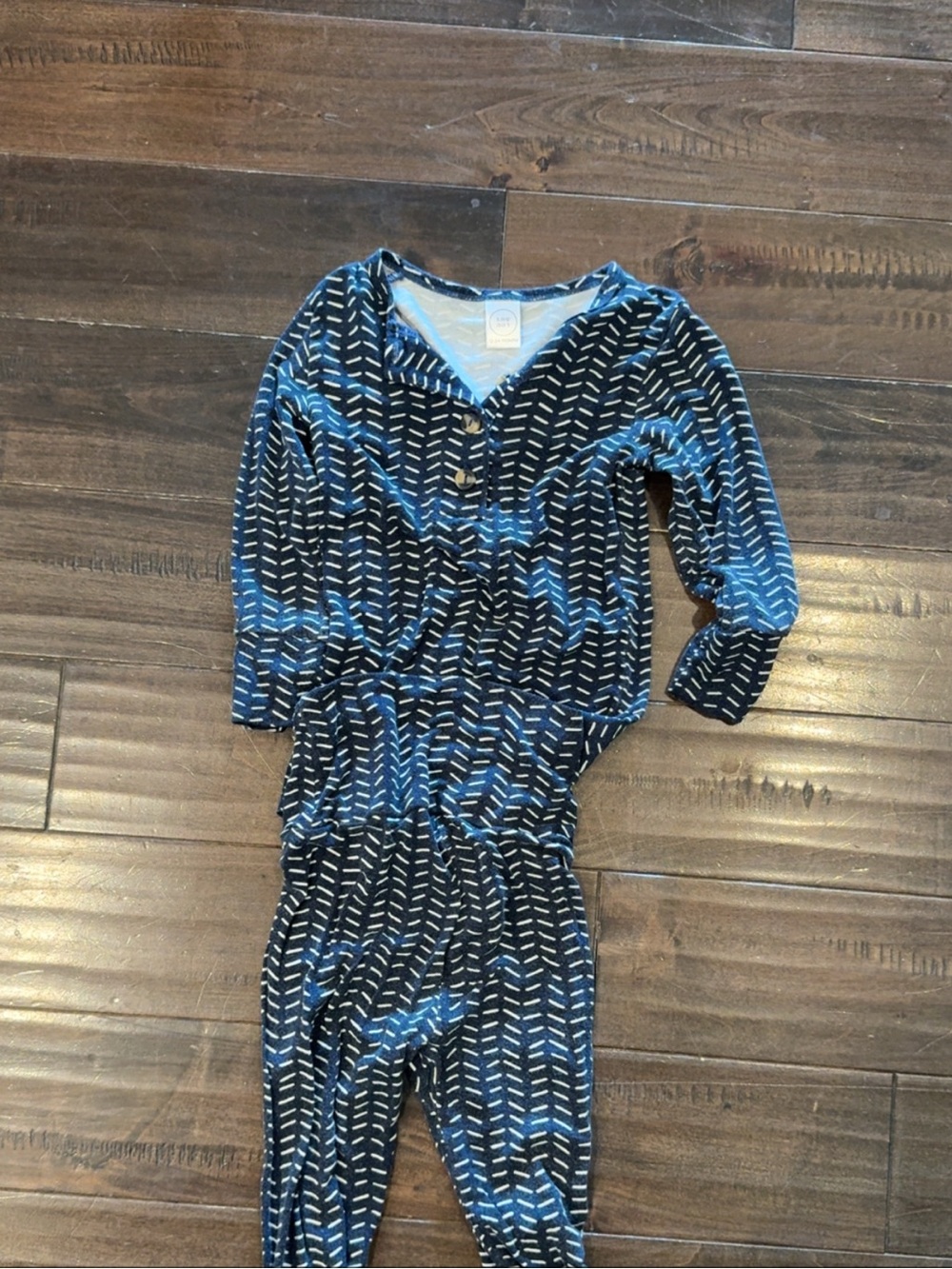 Lou Lou & Company Blue and Black Arrow-Print Kids Pajama One-Piece